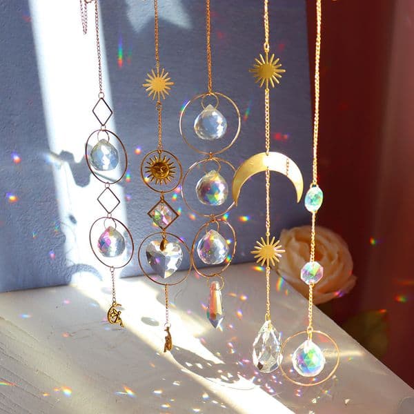 Hot Sale Sun Chime Crystals Wind Prism Catchers Handmade Jewellery Garden Hanging Pendant Rainbow Chaser Ornament Window Home Decor ow