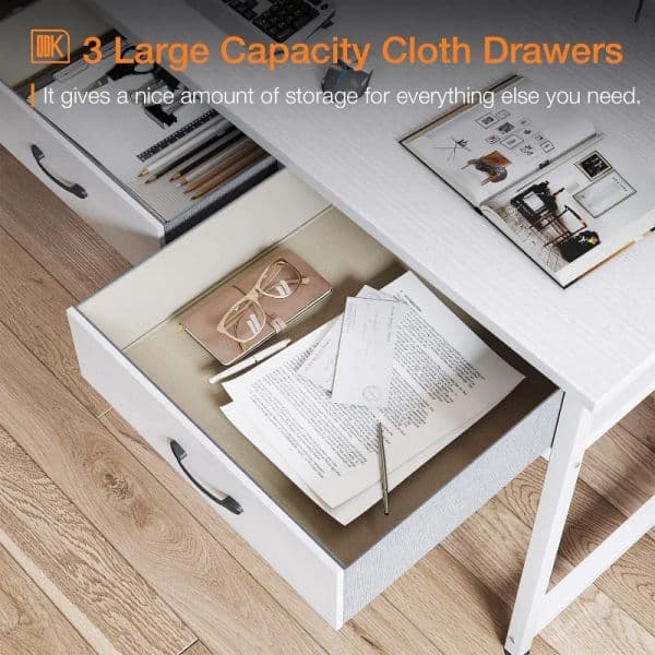 ODK 40 Inch Computer Desk with 2025 3 Drawer and Large Storage Shees, Home new Office Desk with Monitor Shelf study table