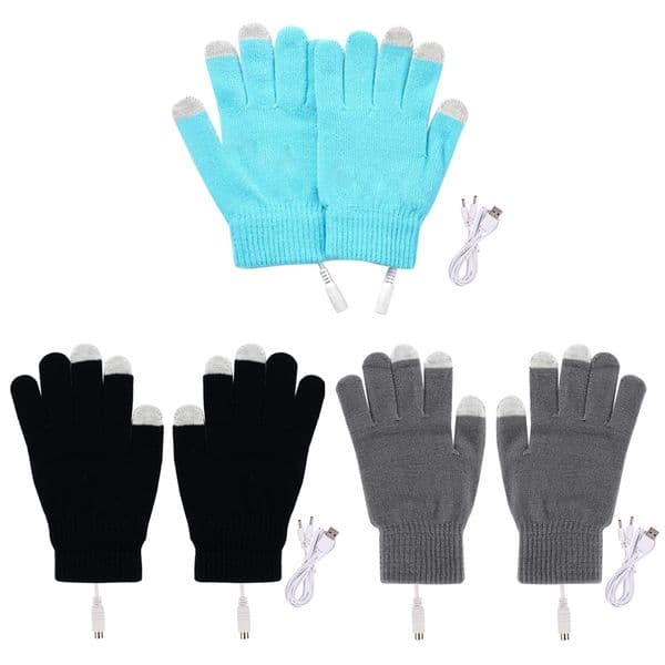 USB Electric Heating Gloves Portable Soft Touch Screen Winter Full Finger Mittens Comfortable Hand Warmer for Indoor Outdoor
