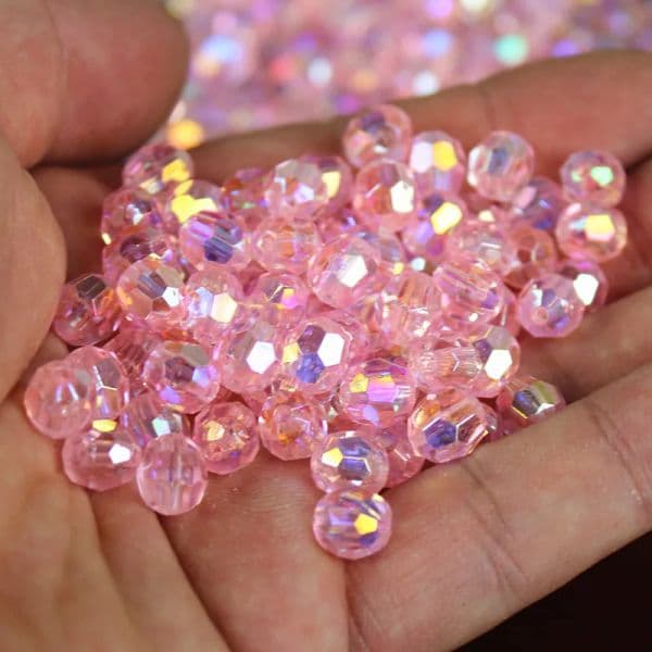 8mm Round 32 Facets Beads Faceted Transparent Resin Beads Loose Spacer Beads for Jewerly Making Needlework Bracelet Necklace