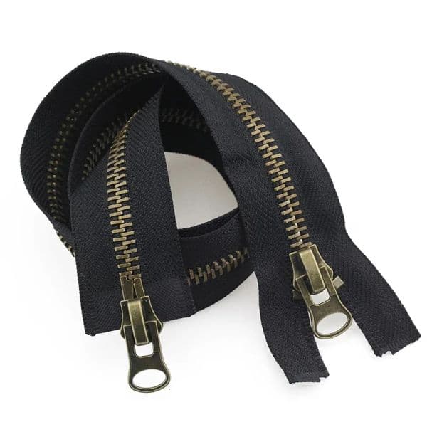 8# Auto-lock Copper Metal Zipper Double Head Sliders for Jacket Coat Army Green Black Zipper Tape Zip Repair 70 80 90 100 120cm