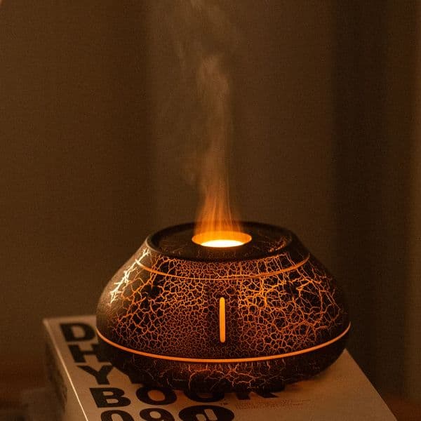 Air Humidifier Crack Volcanic Flame Essential Oil Diffuser Ultrasonic Cool Mist Maker Led Essential Oil Lamp Air Diffuser