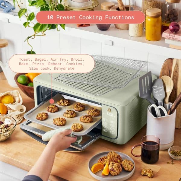 Beautiful Infrared Air 2025 Fry new Toaster Oven, 9-Slice, 1800 W, White Icing by Drew Barrymore