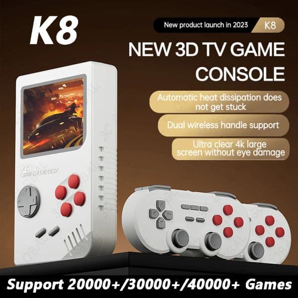 K8 TV Game Console 40000+ Free Games Open Source Single System Nostalgic Game Player 3D Game For PSP Simulator Dual Controller