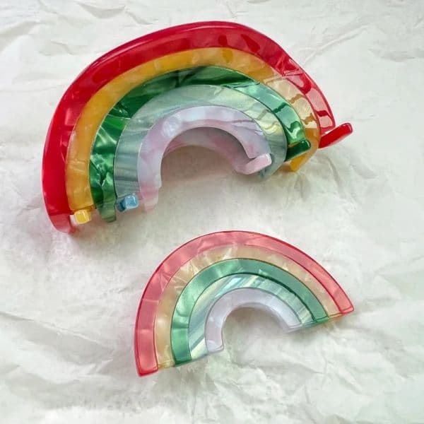 Korean Niche Semi-Circular Stitching Simple Lucky Rainbow Acetic Acid Shark Clip Bangs Claw Headwear Hair Accessories Wholesale