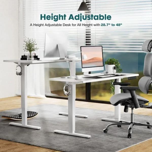 SMUG Electric Standing Desk with Memory Preset Modern Computer Workstations for Home Office 4824 White