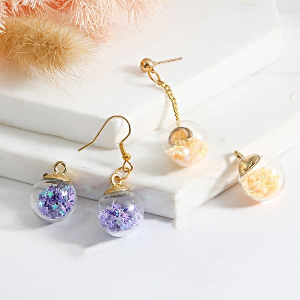 10pcs/lot 15x21mm Transparent Glass Ball Star Beads Sequins Charms Pendant For Bracelet Necklace DIY Jewelry Making Accessories