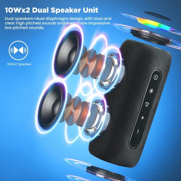 2025 AIYIMA Portable Bluetooth 5.3 Speakers TWS Colorful RGB Light 20W Waterproof Powerful Sound Bass Stereo Outdoor new TF Card Boom Box