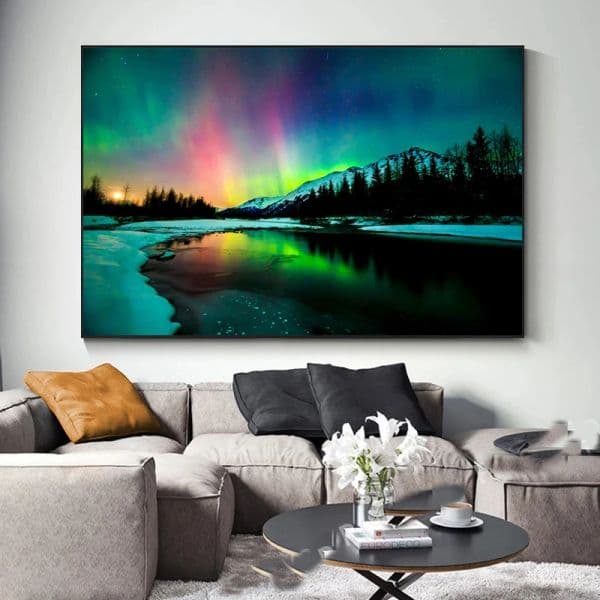 Natural Landscape Polar Lights Print Poster Aurora Borealis Scenery Wall Art Northern Lights Picture Canvas Painting Home Decor