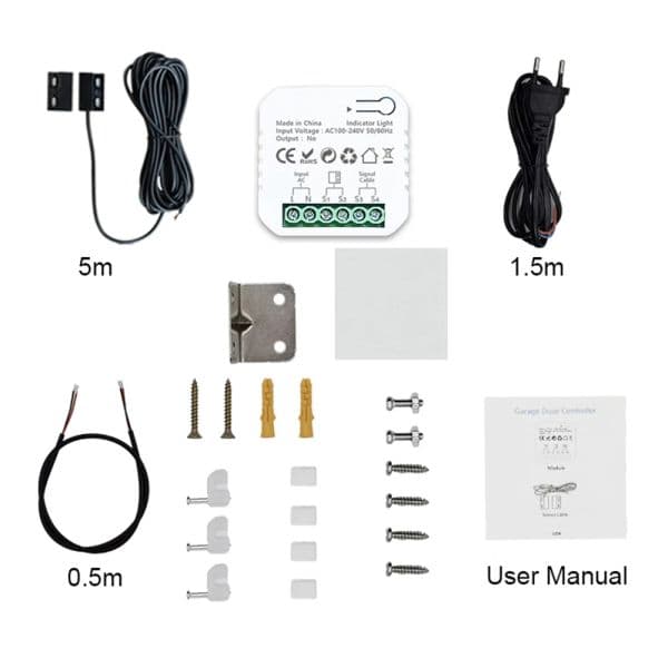 Tuya Smart Life ZigBee/WiFi Garage Door Opener Controller App Remote Control Supports Alexa Google Home Zigbee2MQTT Gateway Need