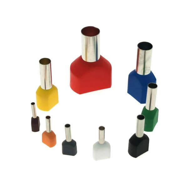 50pcs Dual Wire Tube Pre-insutated Cord End Crimp Terminals TE1006~1512 Electrical Cable Ferrules Copper 18-16AWG 1.0 1.5mm²