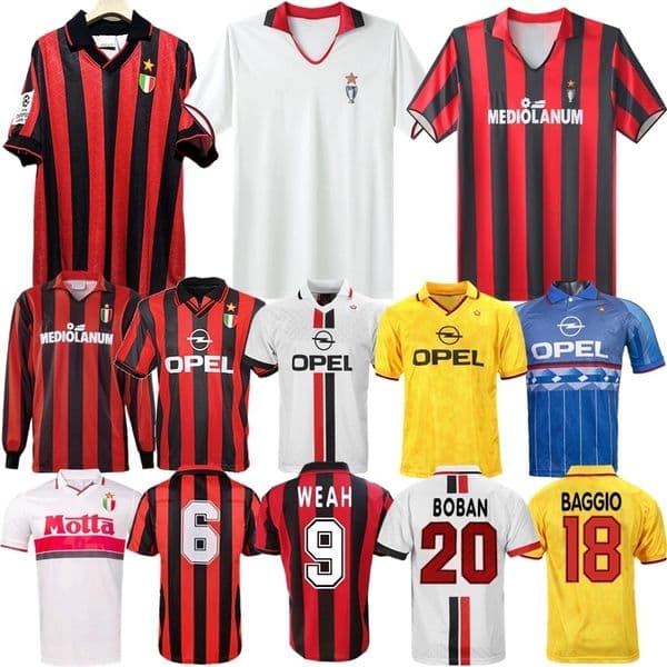 1990 1993 1994 Gullit Rijkaard retro soccer jerseys WEAH BAGGIO van Basten Rijkaard 88 89 95 96 97 Baresi Maldini home away ac vintage classic football shirts