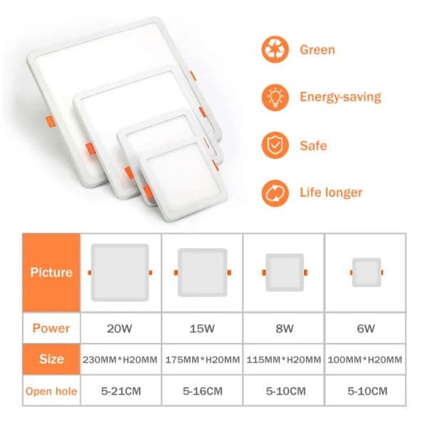 Ultra Thin Led Ceiling Light LED Downlight 6W 8W 15W 20W Panel Lights LED Ceiling Recessed Light For Living Room Indoor Lighting