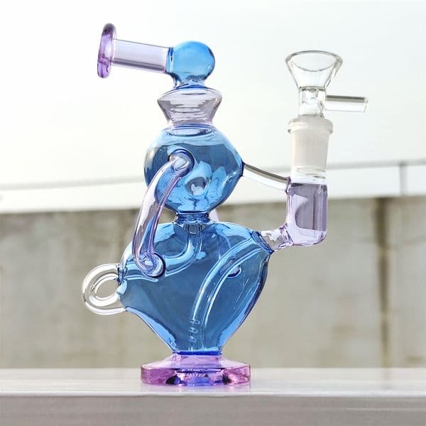 2025 Heady Glass Purple Blue Girly Hear Shape Valentines 7 Inch Glass Bongs Water Pipe Bong Tobacco Smoking 14MM Heart Bowl Recycler Bubbler Pipes