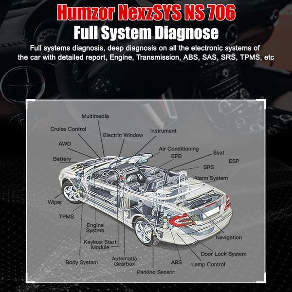 Humzor NexzSYS NS 706 Full System All Car Scanner OBD 2 OBD2 Car Diagnostic 17 Reset Auto ECU Key programmer Tool pk Thinkdiag 2