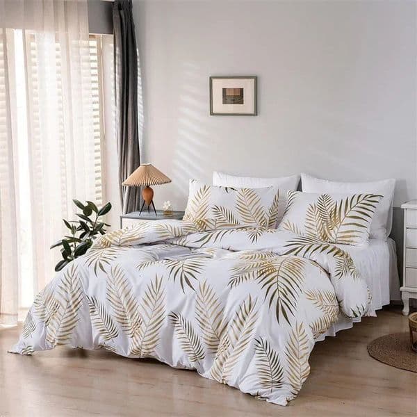 Modern Style Gold Print Queen Duvet Cover Set Soft Comfortable Single Double Bedding Twin King Quilt and 2 Pillowcases 240420