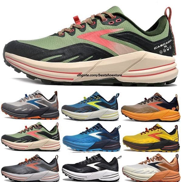 Top Men Women Brooks Cascadia 16 Rubber Running Shoes Triple Black White Soft Sole Vision Color Blush Outdoor Trainers Platform Sports Designer Sneakers