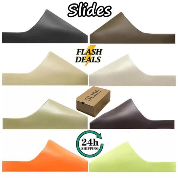 With Box Slides Slippers sandals Sneakers Shoes Graffiti Bone White Resin Desert Sand Rubber Summer Flat Men Women Designer Beach fashion Trainers