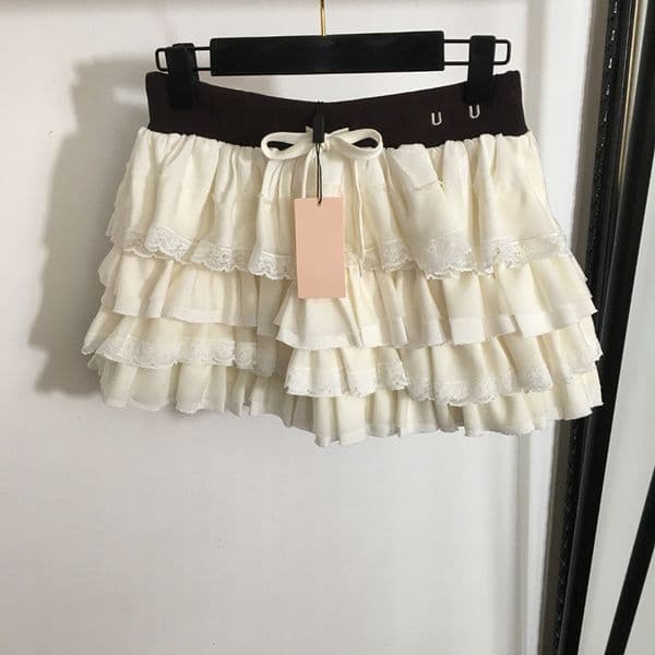 Lace Designer Skirts High Waist Dresses Fashion Letters Embroidery Dress Beige Cake Skirts Luxury Girls Lovely Dress
