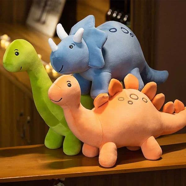 Plush Dolls Cartoon colored dinosaur plush toy cute filling animal triangle dragon plush Kawaii soft childrens toy boys and girls home decorationL240502L260420