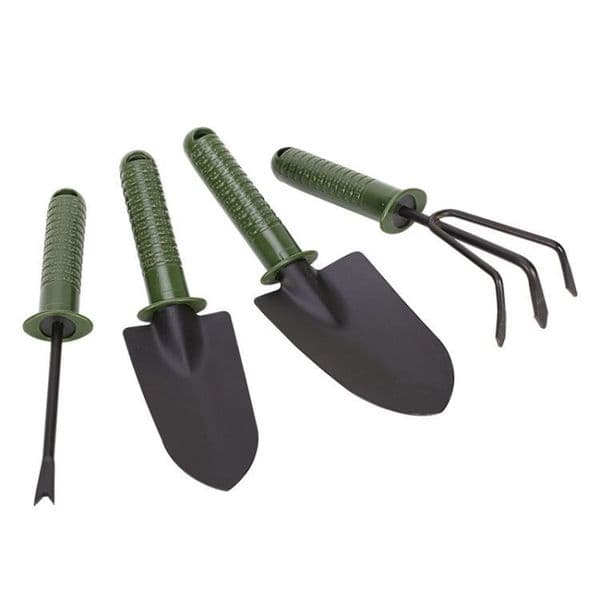4 Pcs/Set Portable Gardening Planting Tools Metal Head Shovel Rake Spade Weeder Tool Plant Garden Soil Raising Flowers Grass Puller Plastic Handle