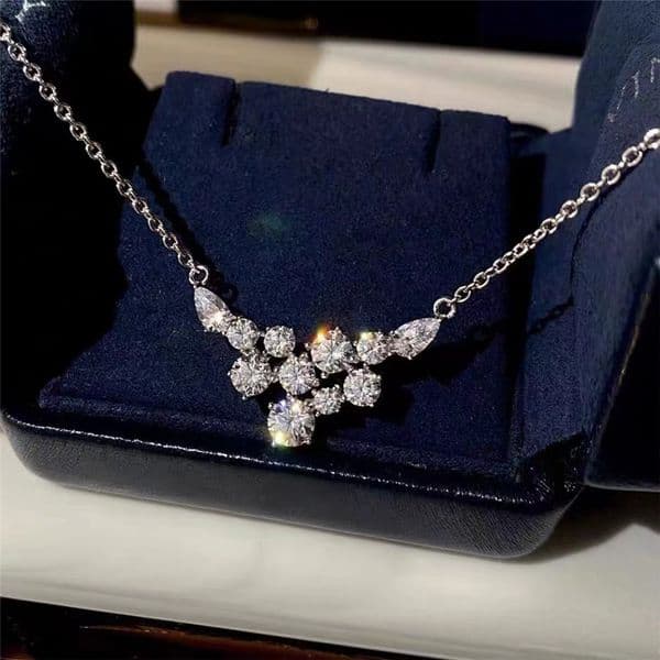 Elegant Sterg Sier Moissanite Dia Water Pendant Necklace for Women