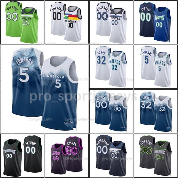 5 Anthony Edwards Rudy Gobert Karl-Anthony Towns Basketball Jersey Naz Reid Timberwolve DAngelo Russell Wendell Moore Jr. Jaden McDaniels 2024 City Mike Conley