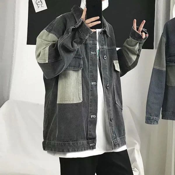 Mens Casual Oversize Denim Jacket Korean Streetwear Men Jeans Coats Windbreaker Overalls Coat Outwear S4XL 240428