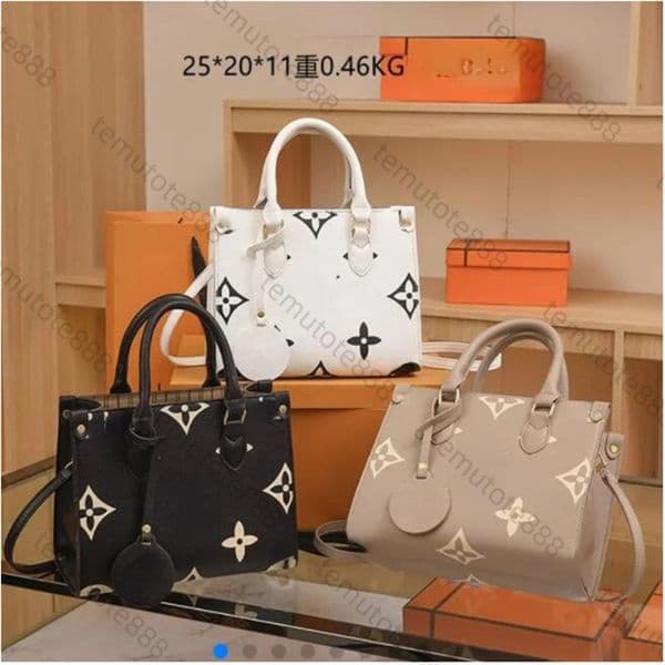 Luxurys onthe go mm Leopard Designer tote bag Woman handbag top handle Leather embossed Shoulder Bags men brown flower diaper shop CrossBody Clutch large travel bag thumbnail 2