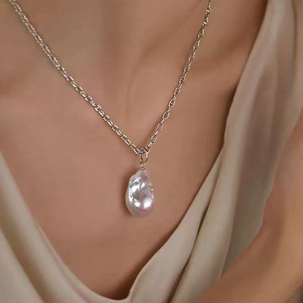 Yeyipearl Baroque Freshwater Pearl Necklace for Women Irregular Shape Unique Pendant with Pearl Strand Chains Elegant Statement Jewelry for Daily Wear Gift