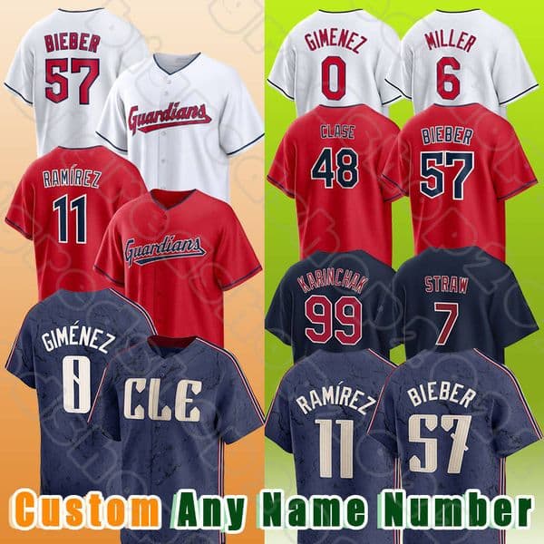 57 Shane Bieber Baseball Jose Ramirez 2024 City Connect Guardians Jerseys Andres Gimenez Austin Hedges Josh Naylor Emmanuel Clase Myles Straw Steven Kwan Bo Naylor