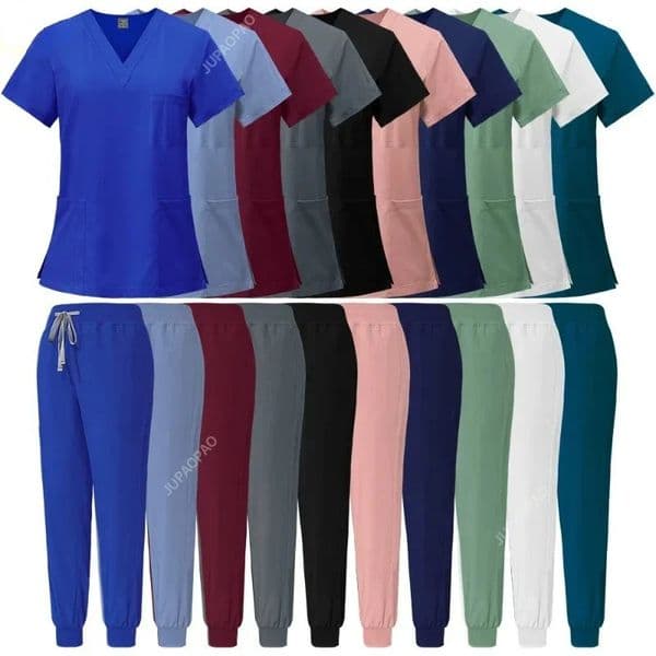 Slim Fit Scrubs Uniform Women Scrub Sets Nursing Accessories Hospital Surgery Gowns Dental Clinic Beauty Salon Workwear 240506
