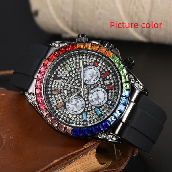 Rol Wrist Watches for Men 2026 Mens Watches Six needles All Dial Work Quartz Watch High Quality Top Luxury Brand Chronograph Clock Rubber Belt Fashion Dayt Diamond