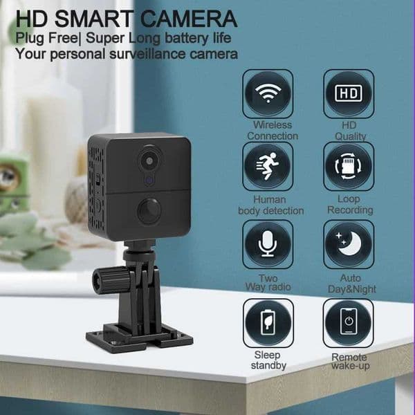 Sports Action Video Cameras Mini smart home security camera indoor wireless WiFi remote control with body detection sleep standby and ultra long battery life