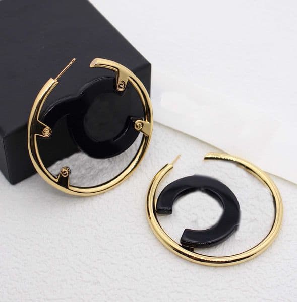 Luxury quality charm round shape drop earring with black and white color designer jewelry in 18k gold plated have stamp box PS3658B