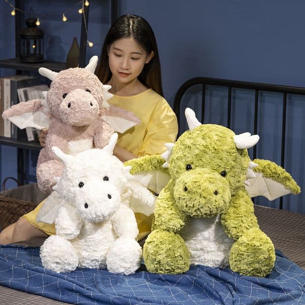 Cartoon Sitting Dragon Plush Doll Cute Green Baby Flying Dragon Plush Dinosaur Plushie Toy Soft Stuffed Animal Doll Kids Gift 122L260420
