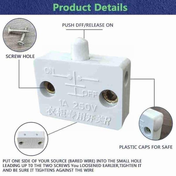 Closet cabinet automatic reset switch household Automatic Lighting Wardrobe Light Switch Easy Install PC Cabinet Light Switch