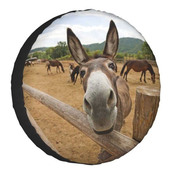 Funny Donkey Spare Wheel Tire Cover for Animal Trailer Vehicle Accessories 14" 15" 16" 17" Inch