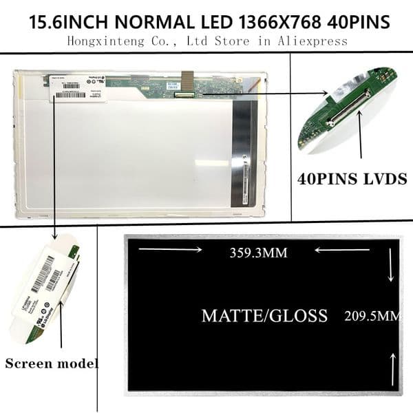 Hot Sale 15.6" HD Laptop Lcd Screen 1366X768 LTN156AT05 FIT B156XTN02.4 LP156WH4 TLP2 TLA1 LTN156AT24 LTN156AT17 LTN156AT32