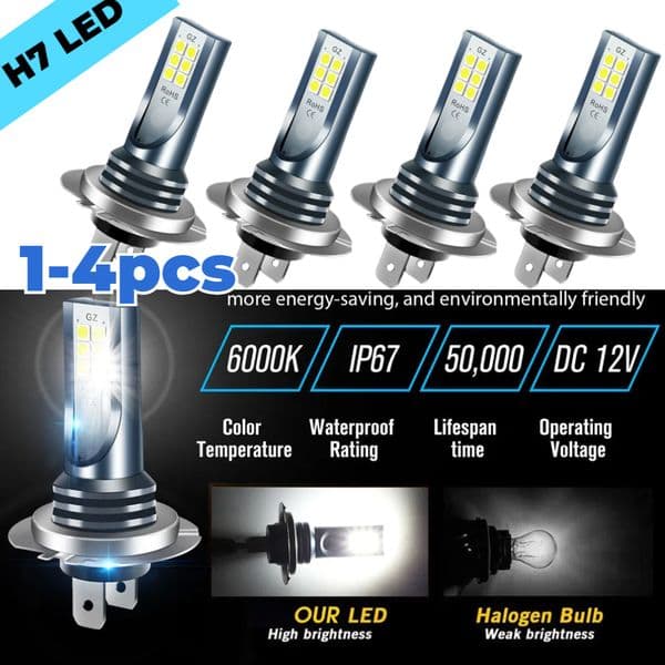 H7 LED Headlight 30000LM Car Fog Light Bulb 12V 24V Car High Low Beam 6000K IP67 Waterproof Super Bright for Vehicle Accessories