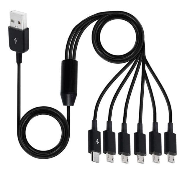 Micro USB Splitter Cable, USB 2.0 Type A 2025 Male new to Micro USB Male 1 to 6 Splitter Cable Data Connector Adapter