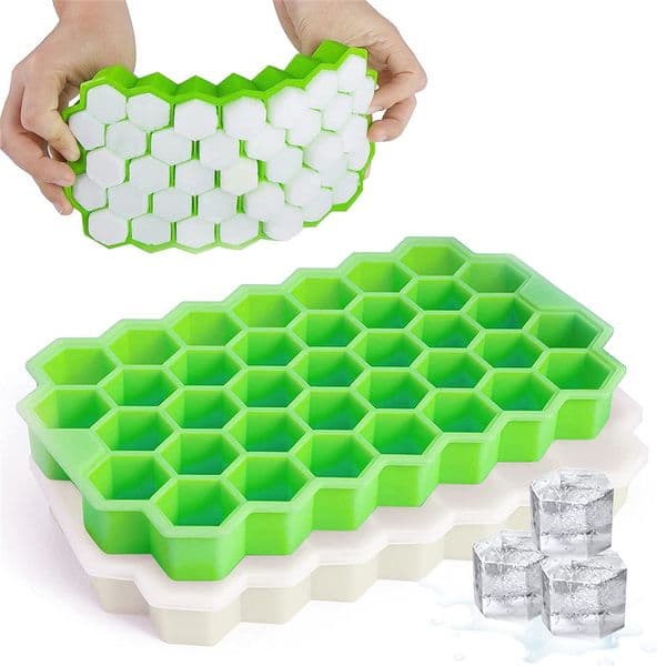 37-Grid Honeycomb 3D Ice Block Mold Silicone Reusable Food Grade Ice Cream Maker with Tape Cove for Home Use
