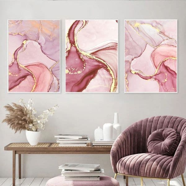Pink Marble Texture Canvas Painting Abstract Poster Nordic Modern HD Printing Wall Art Picture Living Room Bedroom Home Decor