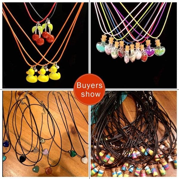 50Pcs Colorful Leather Cord Wax Rope Chain Wax Necklace Pendant For DIY Handmade Lobster Clasp String Jewelry Making Accessories