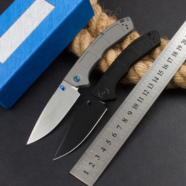 High End 748 Pocket Folding Knife D2 folding knife Stone Wash/Black Coated Drop Point Blade CNC Titanium Alloy Handle Outdoor Survival EDC Knives with Retail Box