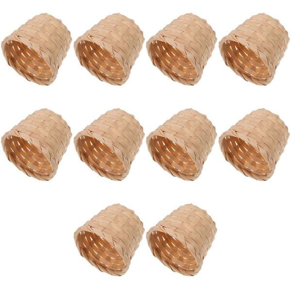10pcs Rural Woven Baskets Fruit Arrangement Baskets Portable Storage Baskets Bamboo Mini Desktop Storage Basket