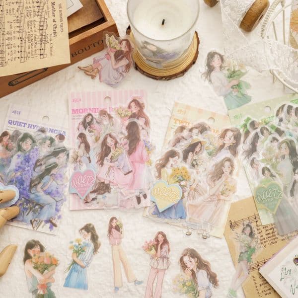 30pcs/1lot new Kawaii Scrapbook Sticker Heartthrob Girl Scrapbooking Supplies 2025 diary Planner Decorative Craft Stationery Sticker