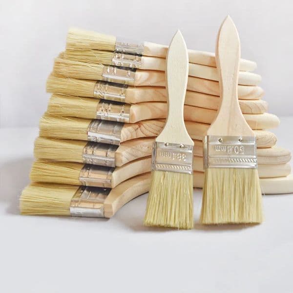 5Pcs Paint Brush Wooden Handle BBQ Brush Soft Hair Artist Painting Brushes 1/2/4/5/6 Inch for Wall and Furniture Paint Tool Set