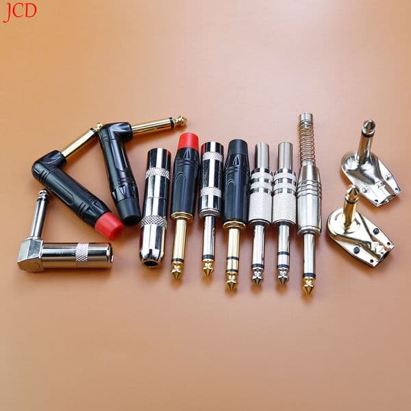 1 Piece MONO/Stereo Jack 6.35mm Wire Connectors Audio Speaker 6.35mm Amplifier Microphone TS TRS Plug Nickel Plated