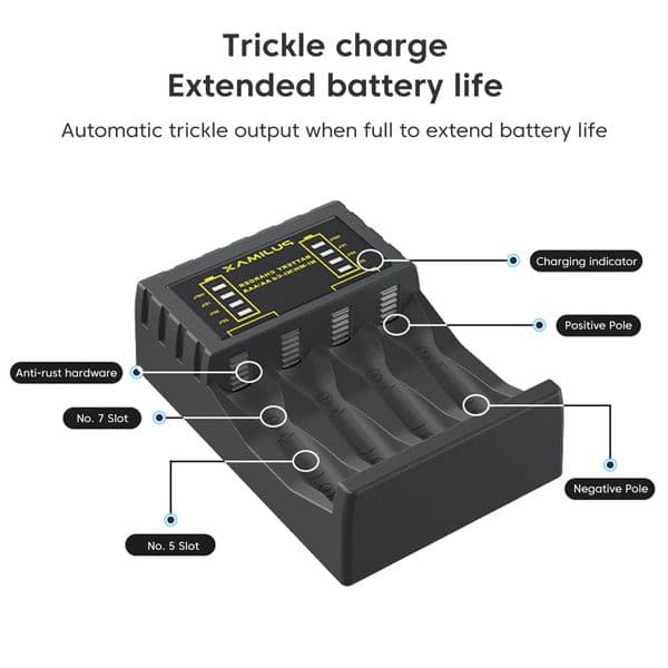 4 Slot Battery Charger Intelligent Fast USB Charger for AAA/AA Rechargeable Ni-MH/Ni-Cd Batteries With LED Indicator Charger